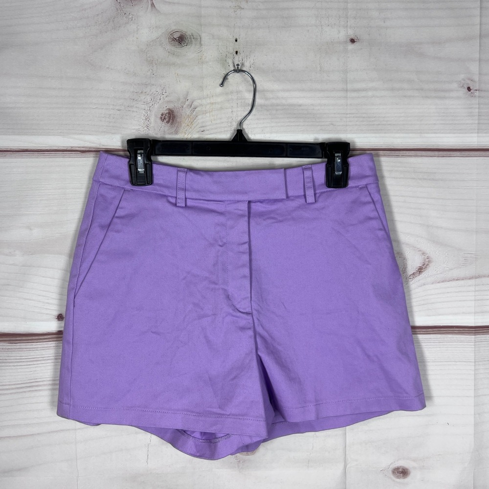 Express Shorts Womens Size 4 Purple Editor Chino High Rise Cotton Stretch Preppy